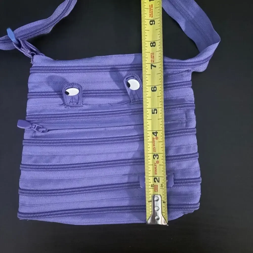 Zipit Zipper Monster Crossbody Bag Girls Small Purple Zip Top Adjustable